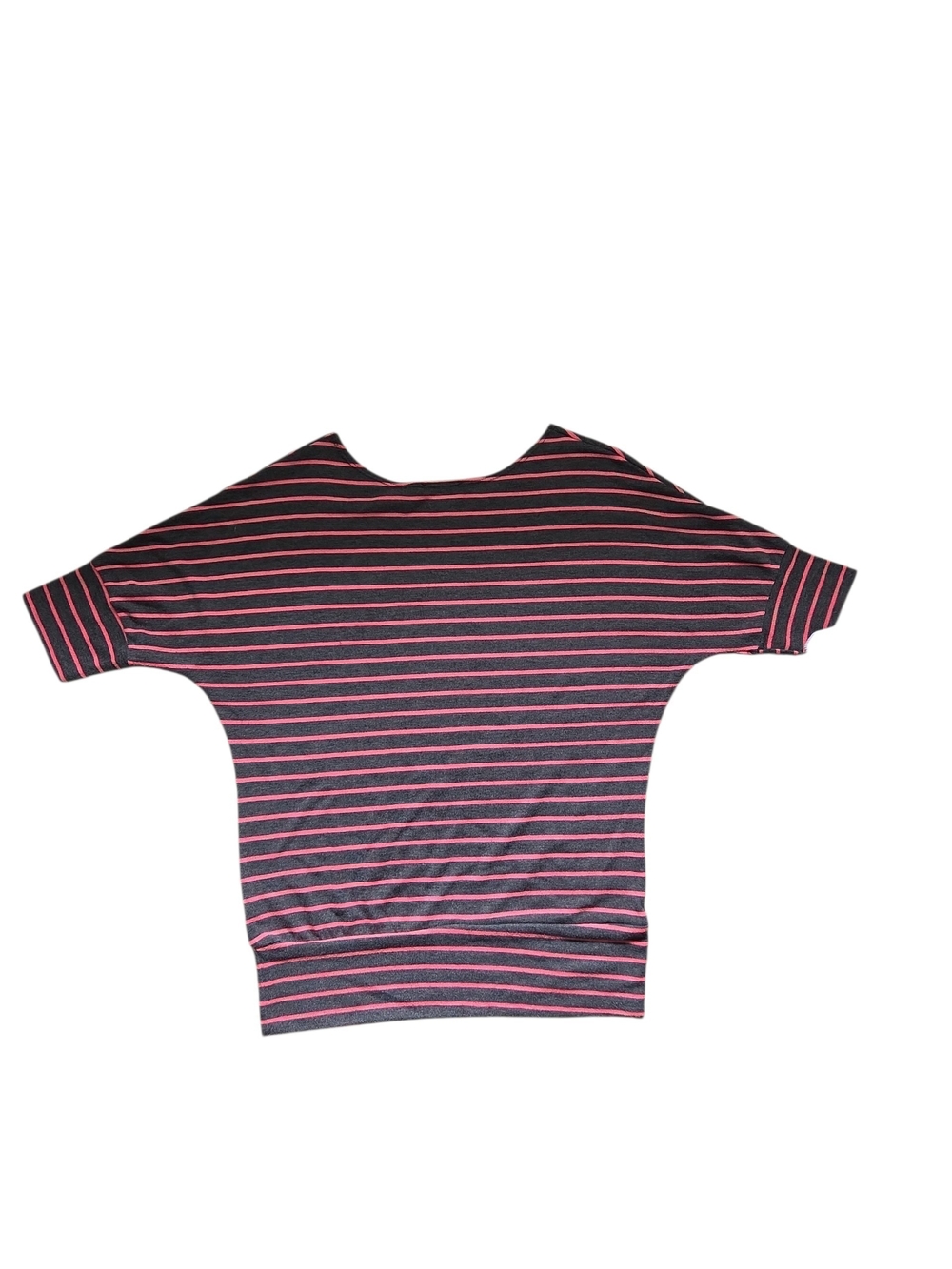 Made In USA Striped Dolman Top Grey Pink Boatneck Shirt Size Medium Style 171497